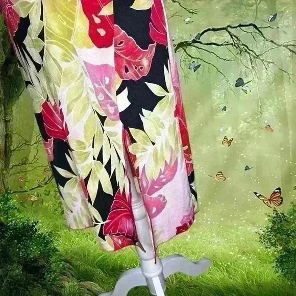 Y2K 90s Fairy MIDI Dress Green/Pink By Geri C. - Picture 4 of 11